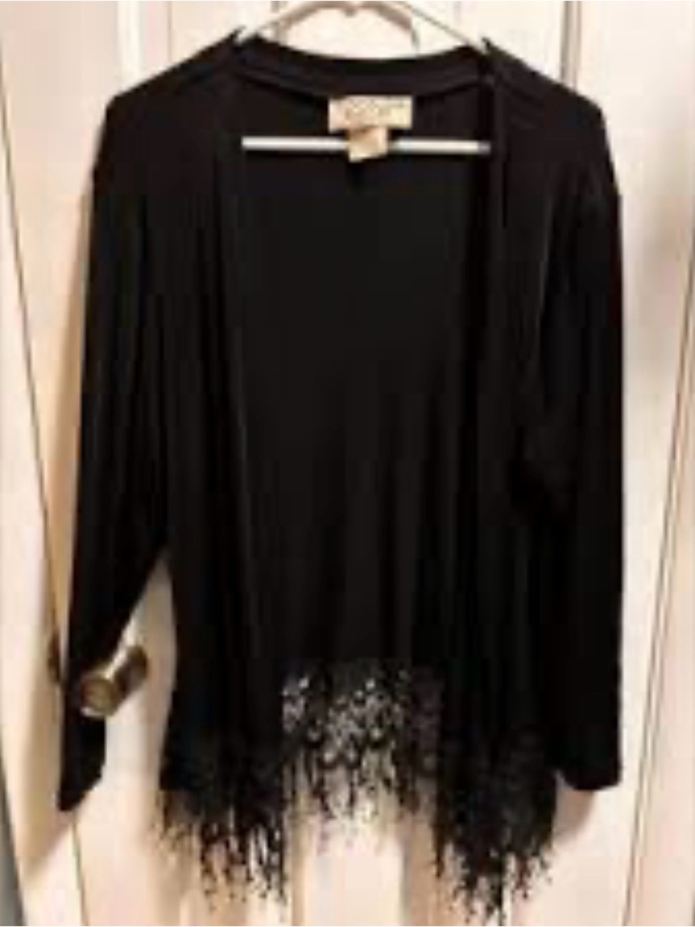 Dior Black Open-Front Cardigan with Fringe Trim